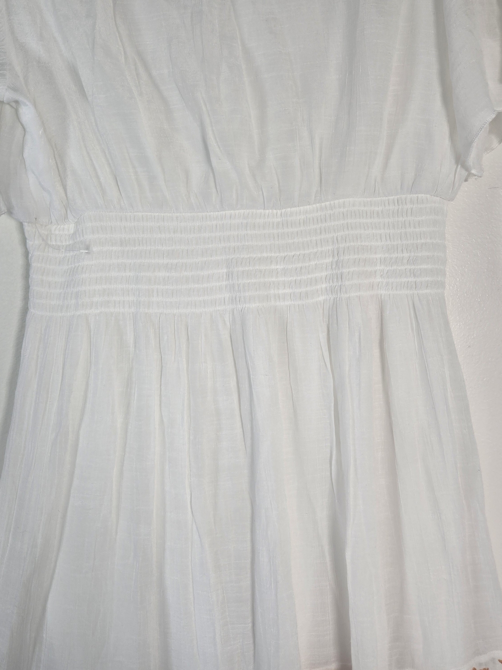 J Gee White Embroidered Smocked Dress PXL Petite XL Boho Floral Festival Midi - Picture 13 of 16